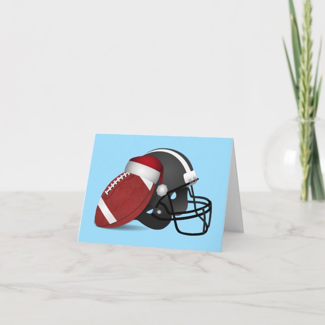 Football And Helmet Christmas  Holiday Card (Front)