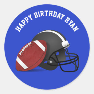 Football and Helmet Custom Birthday Classic Round  Classic Round Sticker