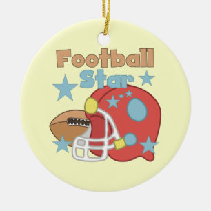 Football and Helmet Football Star T-shirts Ceramic Ornament