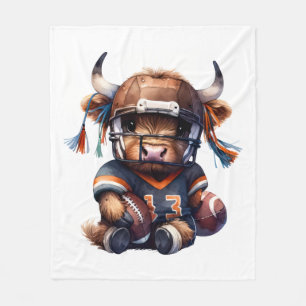 Football And Highland Cows Fleece Blanket