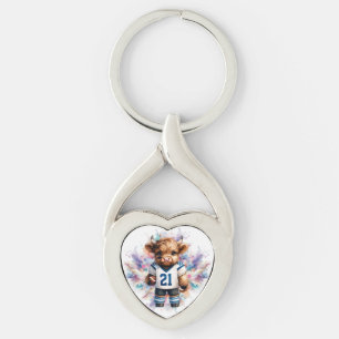 Football And Highland Cows Key Ring