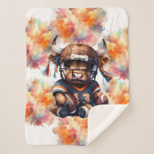 Football And Highland Cows Sherpa Blanket