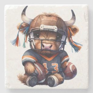Football And Highland Cows Stone Coaster
