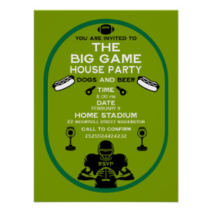 Football And Hotdog House Party Poster