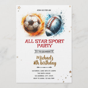Football and soccer party Invitation