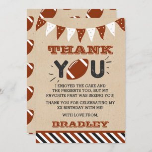 Football Any Age Birthday Thank You Card