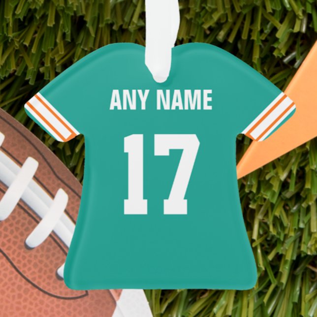 Football Aqua, Orange & White Jersey Ornament (Creator Uploaded)