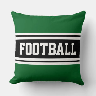 FOOTBALL Athletic Green Black White Racing Stripes Cushion