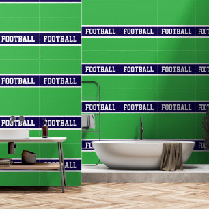 FOOTBALL Athletic Green Navy Blue White Stripes Wallpaper