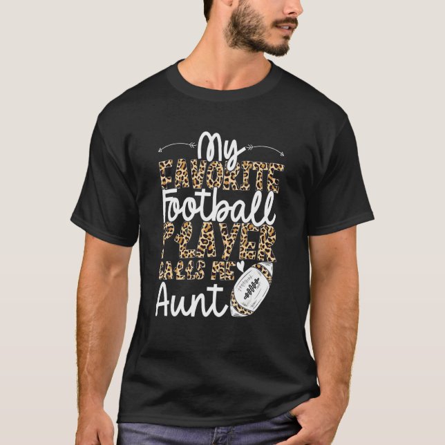 Football Aunt Football Player Leopard Pattern Foot T-Shirt (Front)