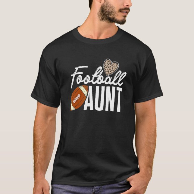 Football Aunt Football Player Leopard Pattern Foot T-Shirt (Front)