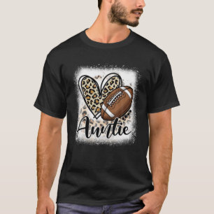 Football Auntie Leopard Heart Football Season Blea T-Shirt