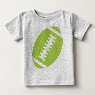 FOOTBALL BABY Grey   Front Lime Green Football Baby T-Shirt