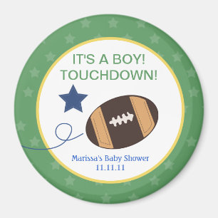 Football Baby Shower 3-inch Round Favour Magnet
