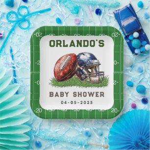 Football Baby Shower A Little All Star Is On His Paper Plate
