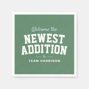 Football baby shower blue tailgate personalised napkin