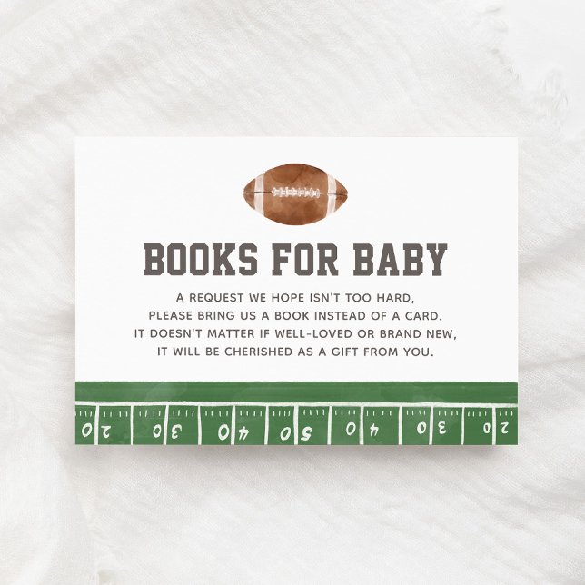 Football Baby Shower Books for Baby Enclosure Card (Creator Uploaded)