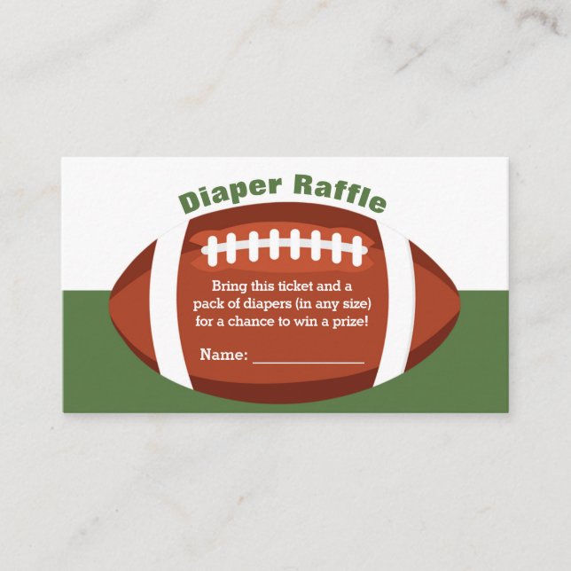 Football Baby Shower Diaper Raffle Ticket Enclosure Card (Front)