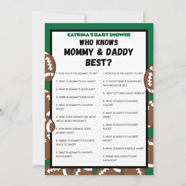 Football Baby Shower Game, Soccer - Editable Name, Invitation (Front)