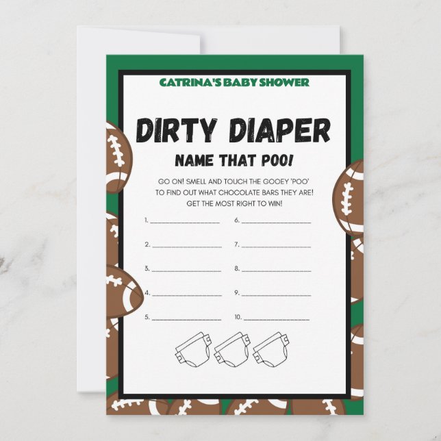 Football Baby Shower Game, Soccer - Editable Name, Invitation (Front)