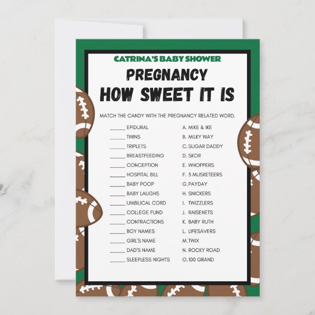 Football Baby Shower Game, Soccer - Editable Name, Invitation (Front)