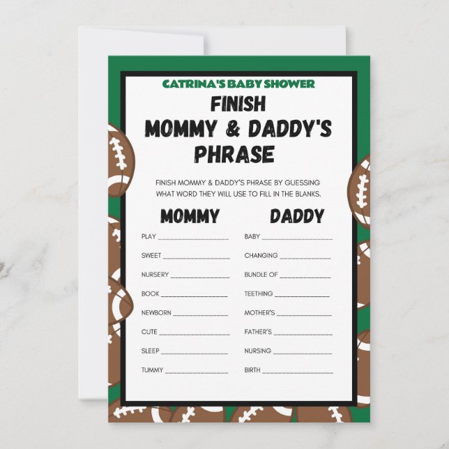 Football Baby Shower Game, Soccer - Editable Name, Invitation (Front)
