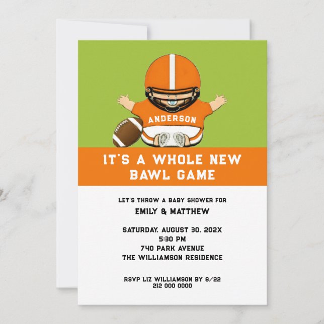 Football Baby Shower Invitation (Front)