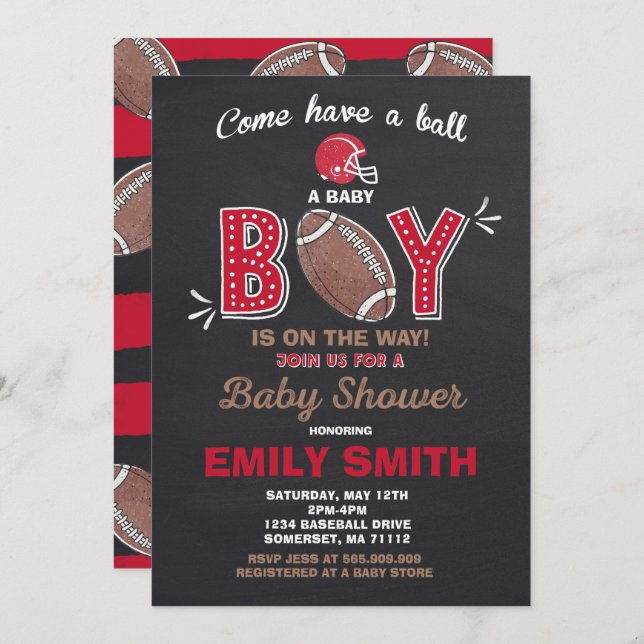 Football Baby Shower Invitation Sport Baby Shower (Front/Back)