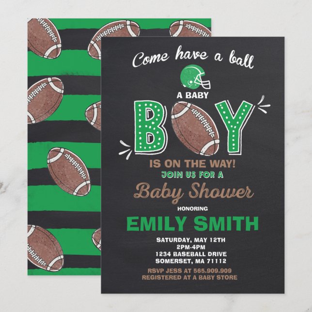 Football Baby Shower Invitation Sport Baby Shower (Front/Back)