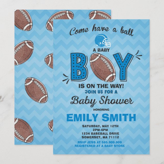 Football Baby Shower Invitation Sport Baby Shower (Front/Back)