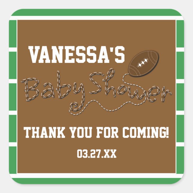 FOOTBALL BABY SHOWER TYPOGRAPHY Cute Sticker Label (Front)