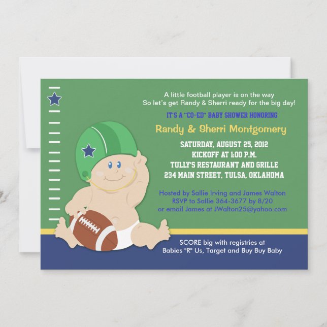 Football Baby Sports Theme Baby Shower Invite (Front)
