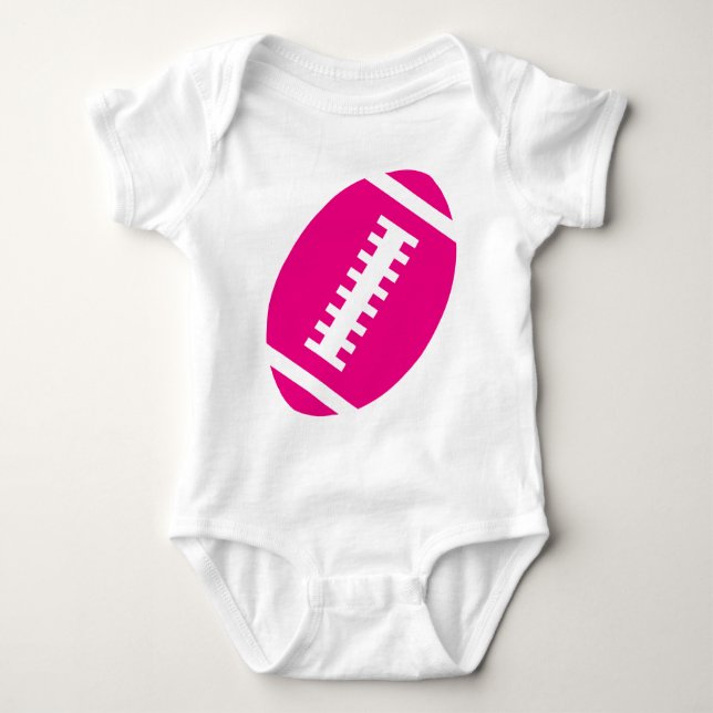 FOOTBALL BABY White | Front Hot Pink Football Baby Bodysuit (Front)