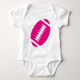 FOOTBALL BABY White   Front Hot Pink Football Bodysuit