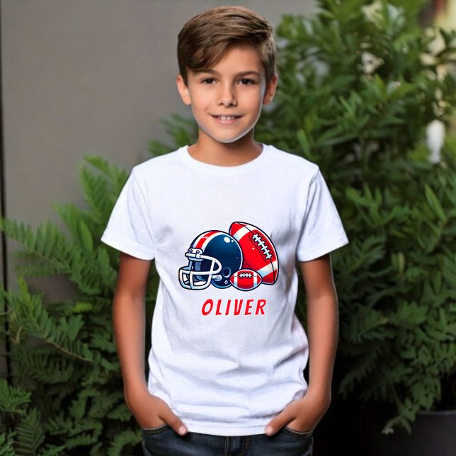 Football Ball Helmet Cartoon Birthday Boy T-Shirt (Creator Uploaded)