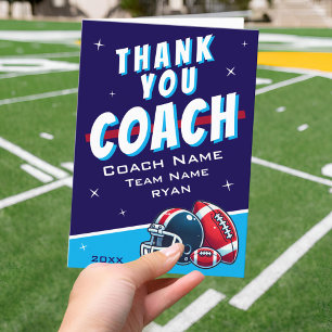 Football Ball Helmet Cartoon Coach  Thank You Card