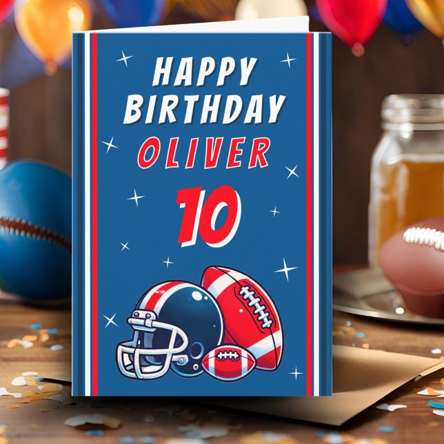 Football Ball Helmet Cartoon Happy Birthday Card (Creator Uploaded)