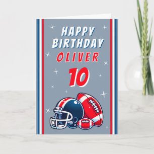 Football Ball Helmet Cartoon Happy Birthday Card