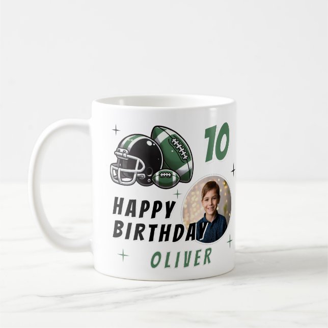 Football Ball Helmet Cartoon Photo Birthday  Coffee Mug (Left)