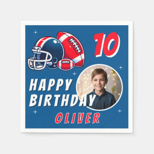 Football Ball Helmet Cartoon Photo Birthday Napkin