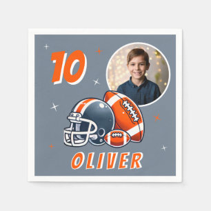 Football Ball Helmet Cartoon Photo Birthday Napkin