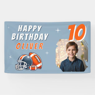 Football Ball Helmet Cartoon Photo Birthday Party Banner