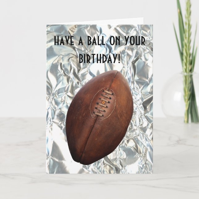Football Ball Metal Birthday Card (Front)