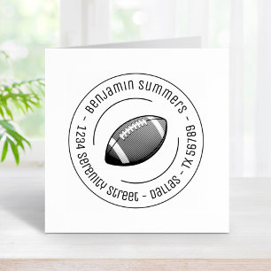 Football Ball Round Address Rubber Stamp