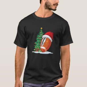 Football Ball Santa Hat Christmas Costume For Men T-Shirt