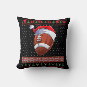Football Ball Santa Hat Christmas Fun Ball Santa P Cushion