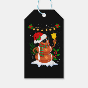 Football ball Snowman Santa Hat Merry Christmas Gift Tags
