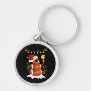 Football ball Snowman Santa Hat Merry Christmas Key Ring