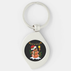 Football ball Snowman Santa Hat Merry Christmas Key Ring