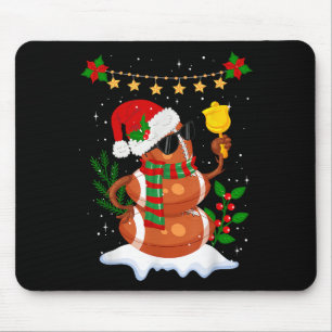 Football ball Snowman Santa Hat Merry Christmas Mouse Pad